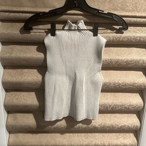 Zara Off-White Ribbed Knit Top